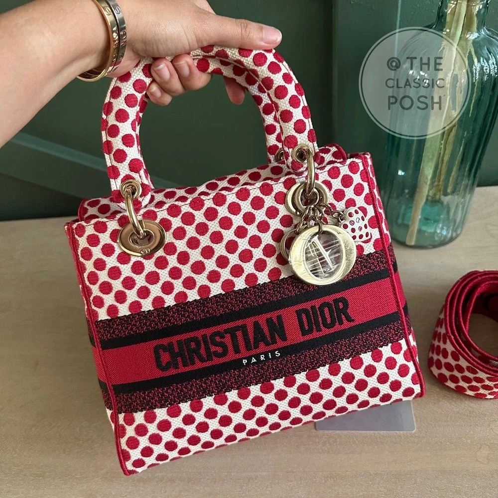 EUC Rare Christian Dior Lady D Lite Dioramour 2020 Lady Bug Dots Satchel Bag - Picture 2 of 16